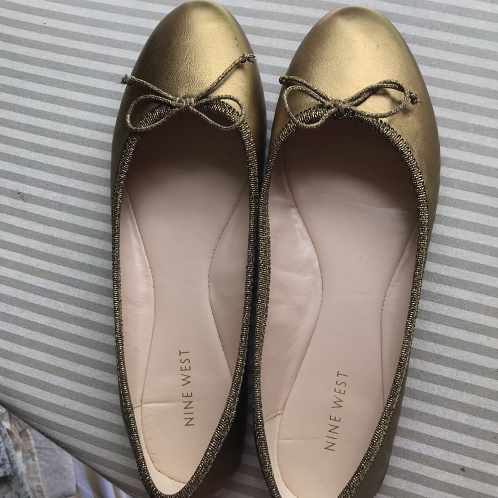 Nine West bronze/gold ballet flats.